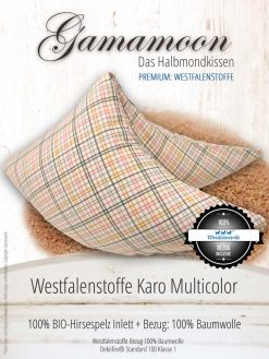 Gamamoon Karo Multicolor mit Westfalenstoffe Bezug Bio Hirsespelzkissen