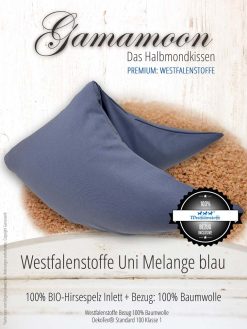 Gamamoon Uni Melange blau mit Westfalenstoffe Bezug Bio Hirsespelzkissen