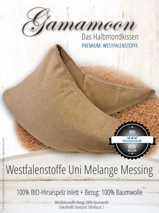 Gamamoon Uni Melange Messing mit Westfalenstoffe Bezug Bio Hirsespelzkissen