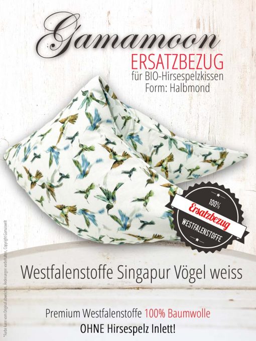 Gamamoon Ersatzbezug Westfalenstoffe Singapur Vögel weiss