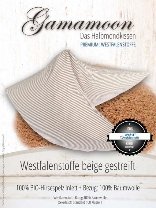 Gamamoon Hirsespelzkissen beige gestreift