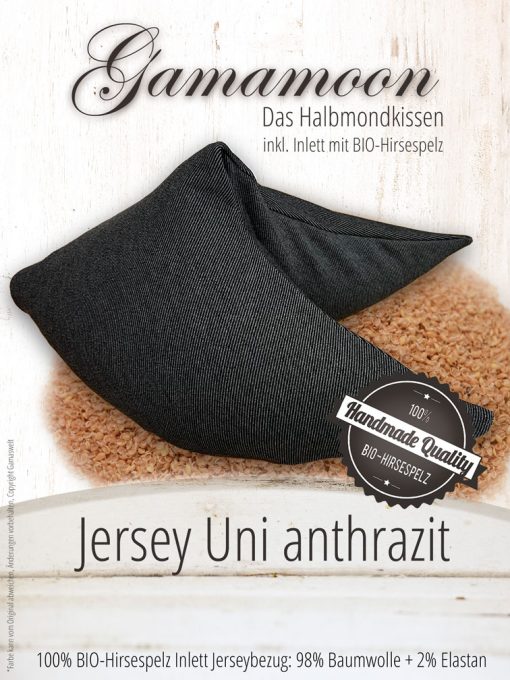 Gamamoon Jersey Uni anthrazit, Bio Hirsespelzkissen mit Jerseybezug aus Baumwolle