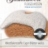 Flügelkissen Capri Blätter weiss mit Westfalenstoffe Bezug Bio Hirsespelzkissen