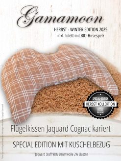 Flügelkissen Special Edition Herbst Winter 2025, Gamamoon Cognac Kariert