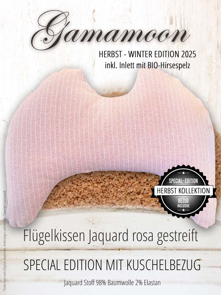Flügelkissen Special Edition Herbst Winter 2025, Gamamoon rosa gestreift