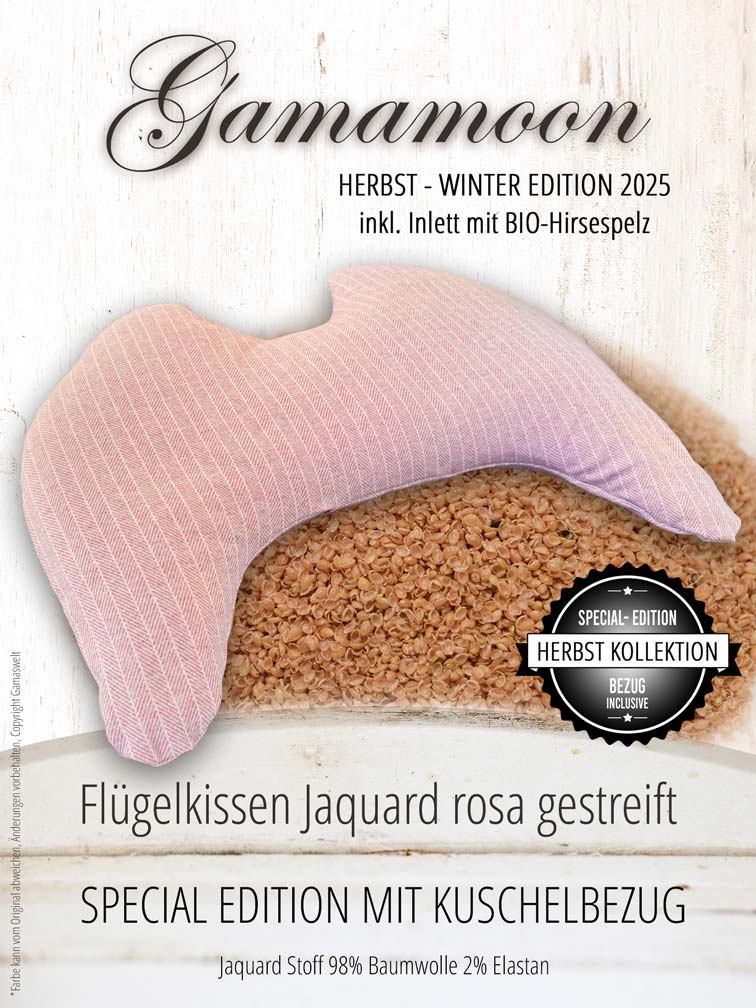 Flügelkissen Special Edition Herbst Winter 2025, Gamamoon rosa gestreift