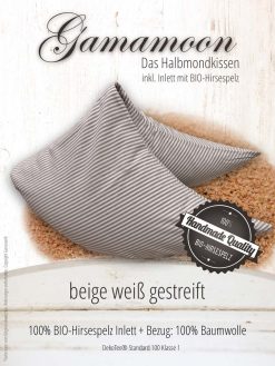 Gamamoon Hirsespelzkissen Nackenkissen beige weiss gestreift