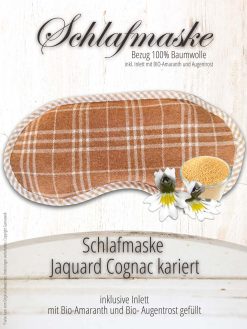 Schlafmaske Gamaswelt Jaquard Cognac kariert mit Bio Amaranth und Augentrost