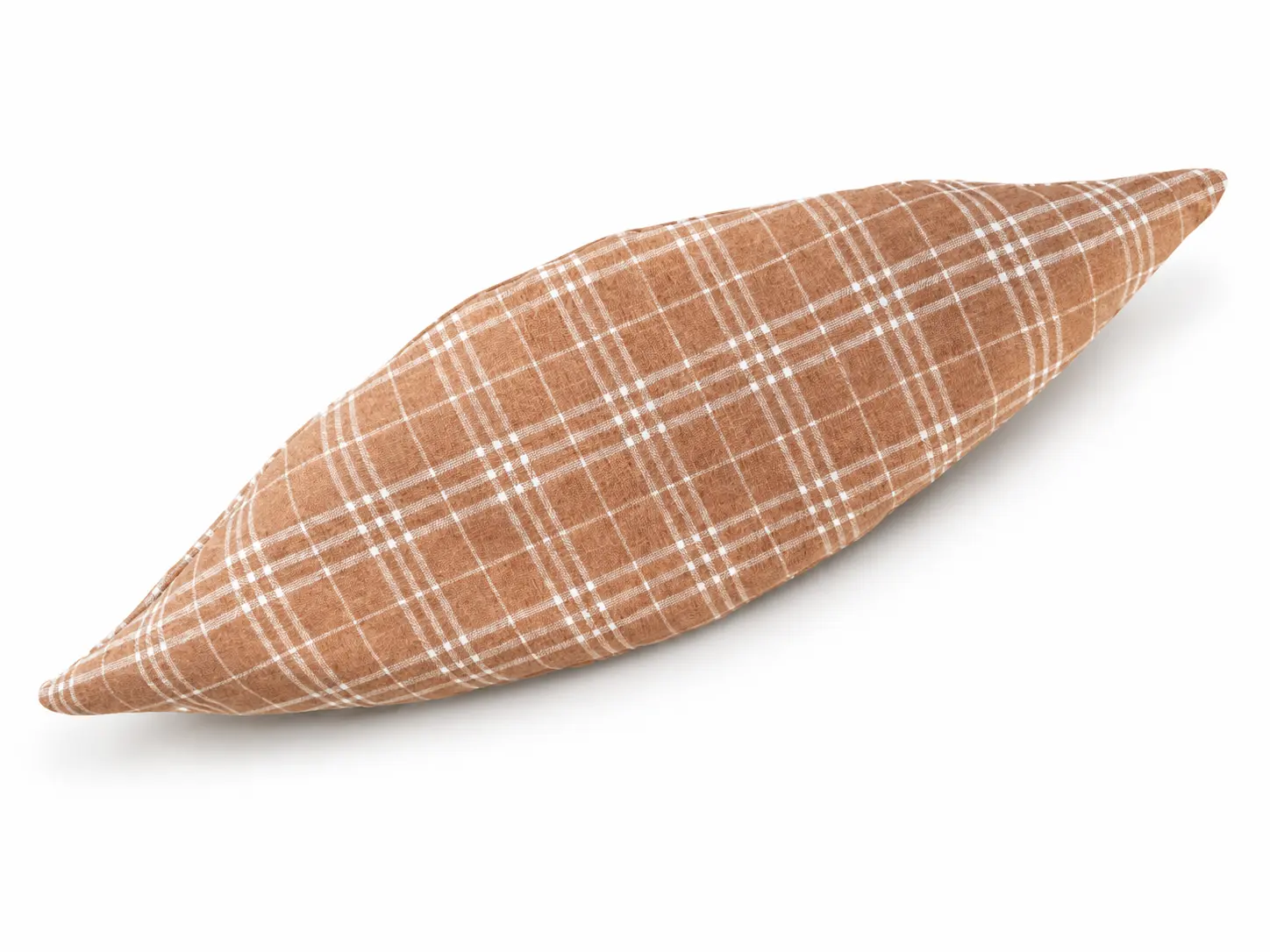 Ellipse JAQUARD Cognac Kariert – Lendenkissen mit Bio-Hirsespelz