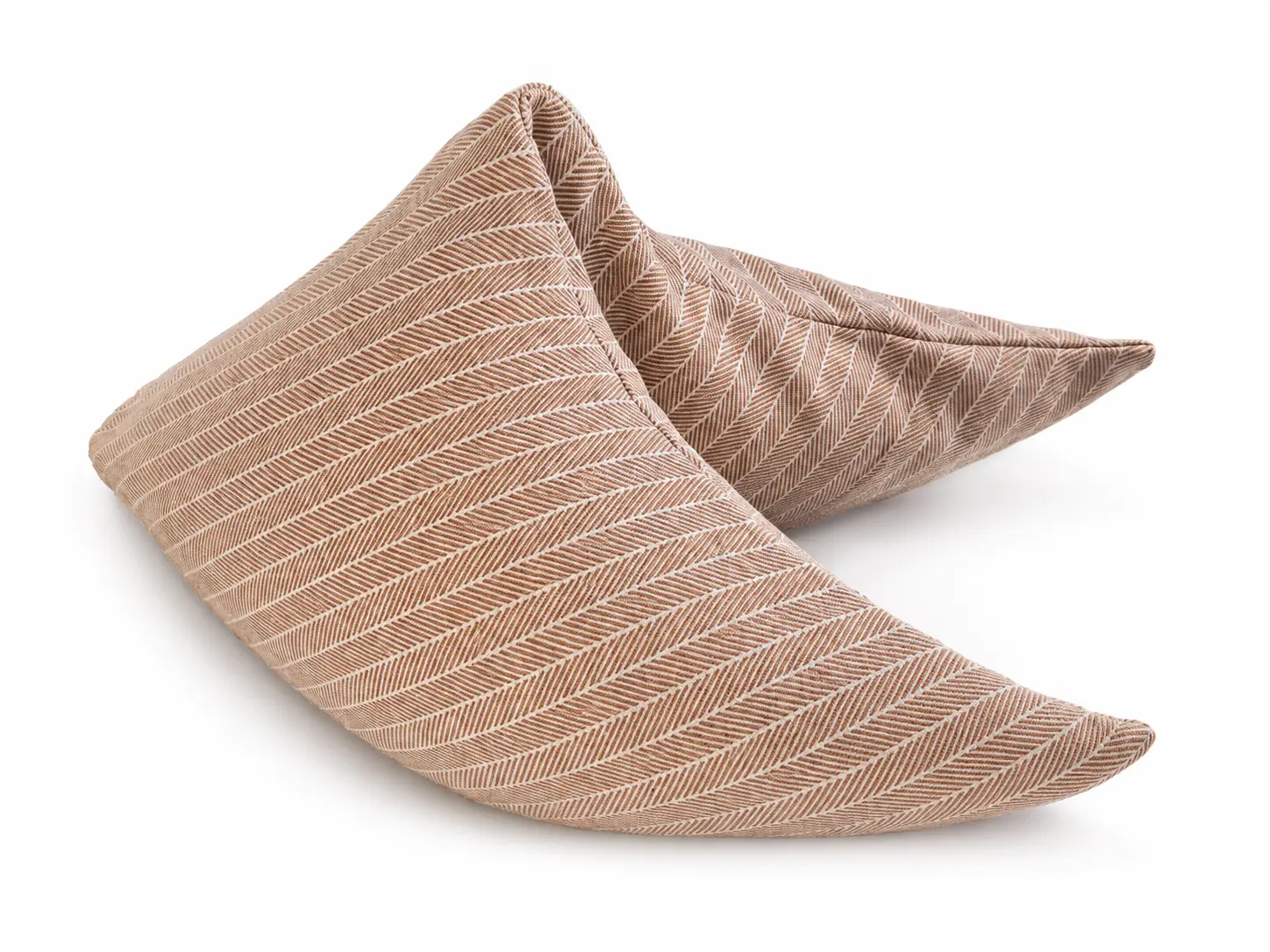 Gamamoon JAQUARD beige gestreift – Halbmondkissen mit Bio-Hirsespelz