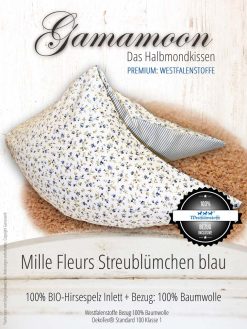 Gamamoon Hirsekissen Mille Fleurs Streublümchen blau, Hirse Kissen