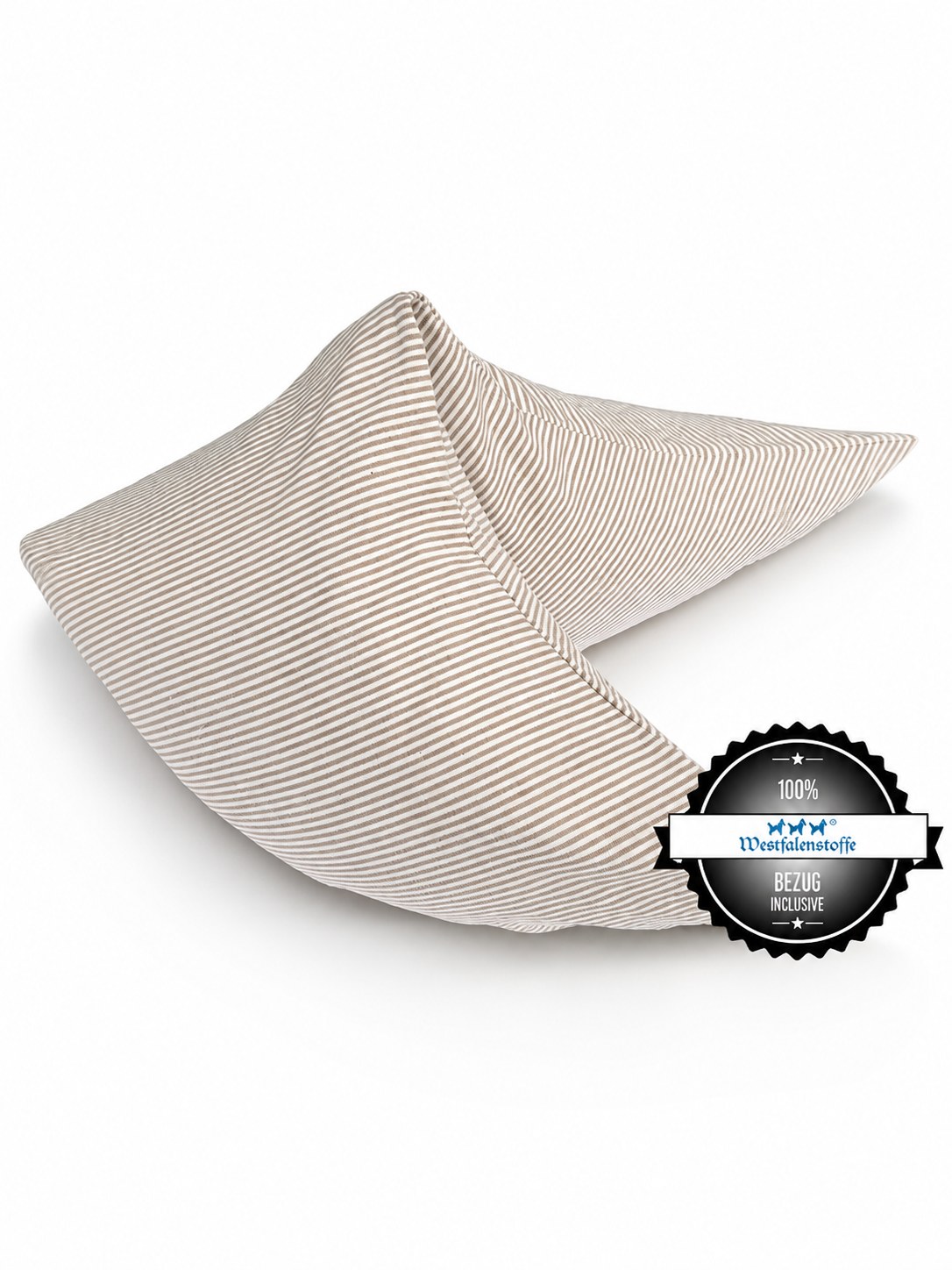 Gamamoon beige gestreift, Bio Hirsespelzkissen mit Bezug aus premium Westfalenstoffen