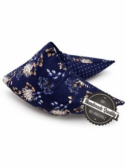 Gamamoon Marineblau Blumen, Bio Hirsespelzkissen mit Bezug aus Baumwolle