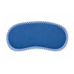 Schlafmaske Capri Pünktchen blau mit Westfalenstoffe Bezug – blauer Pünktchen-Stoff mit blau-weiß kariertem Rand