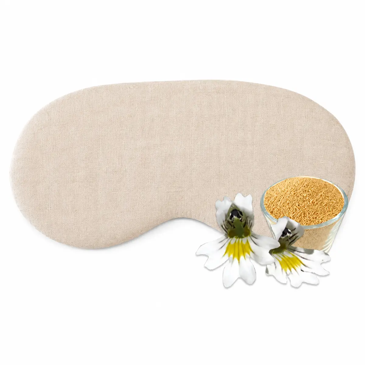 Naturbelassenes Schlafmasken-Inlett aus Leinen mit Bio-Amaranth und Bio-Augentrost