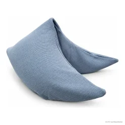 Emma Waffelpiqué Jersey Blau Halbmond